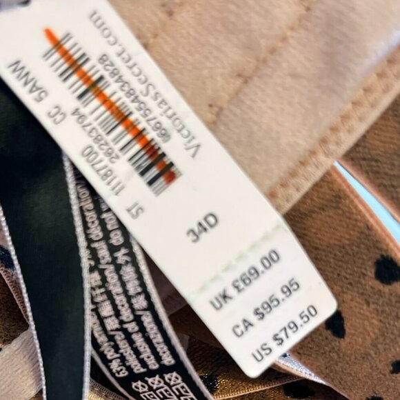 Victoria Secret Animal Print Sexy Unlined Demi Strappy Open Cutout Bra Sz 34D - Picture 5 of 7